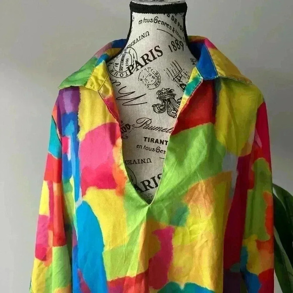 Chicme 1XL Colorful Abstract Print Tunic Dress, Half Sleeve, Loose Fit – Bold an - Picture 4 of 5